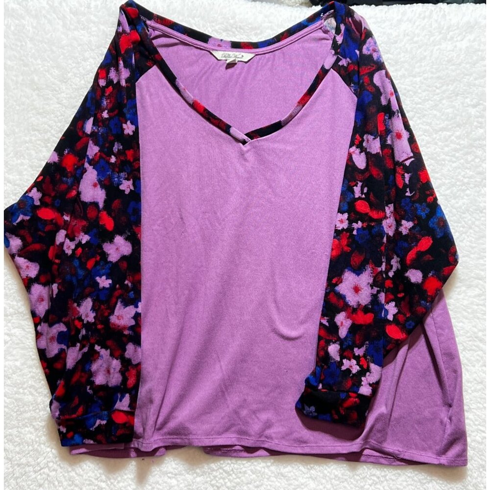 Pioneer Woman Soft Lilac Floral Sleeve Raglan Set 3x w Matching Pants